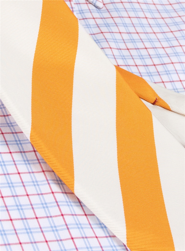 Mogador Silk Stripe Tie in Tangerine