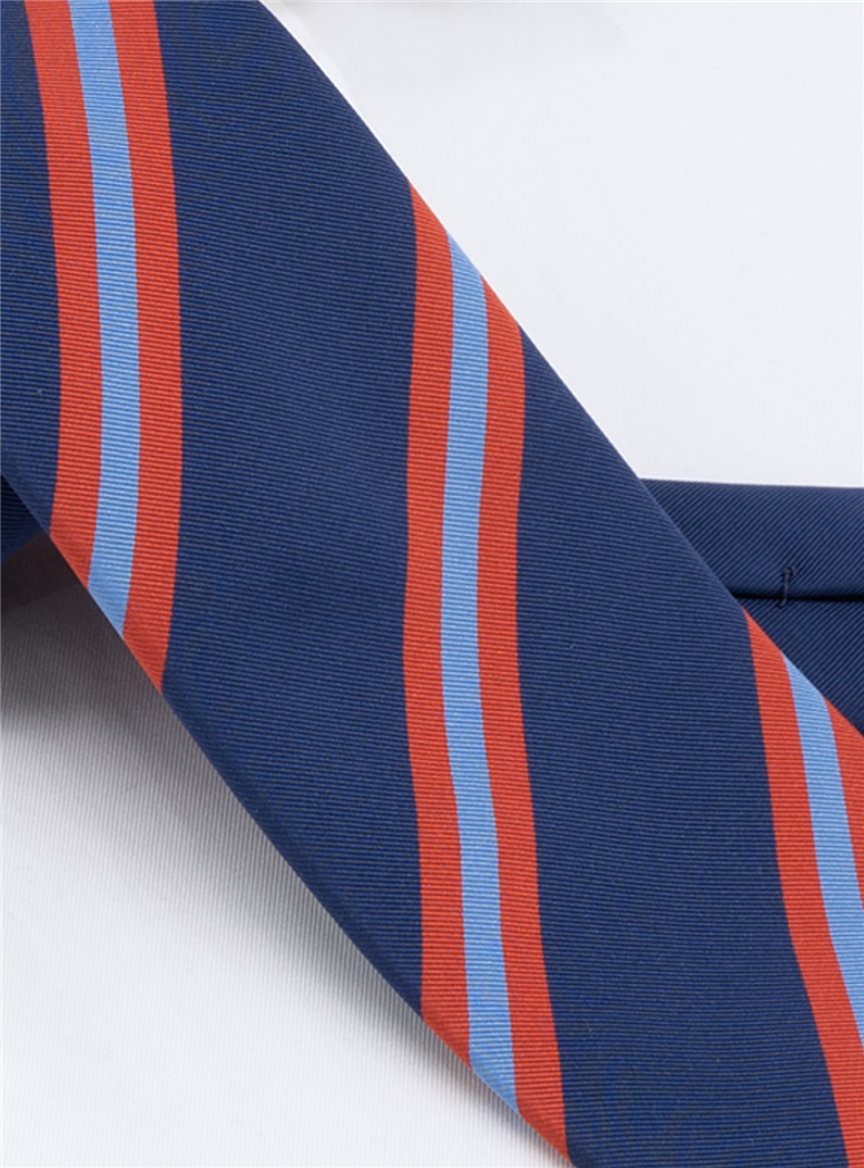Mogador Silk Striped Tie in Navy