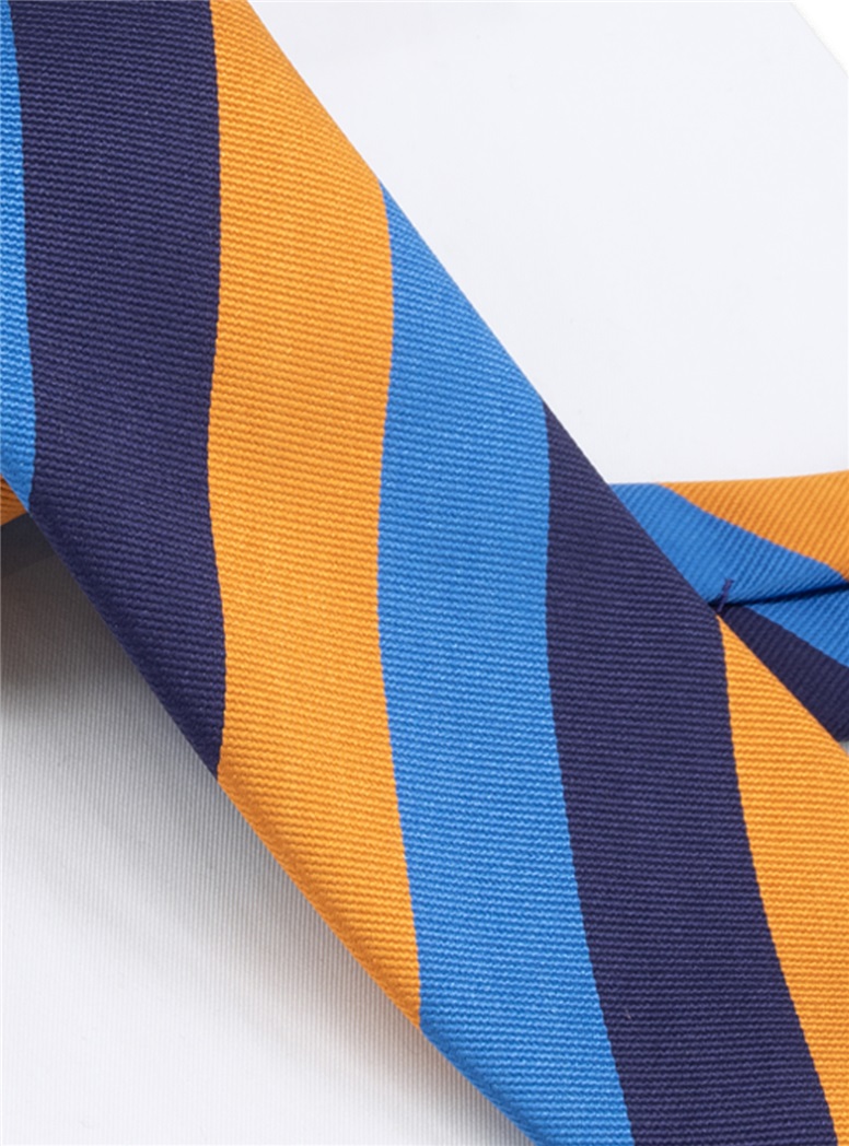 Silk Block Striped Tie in Gold