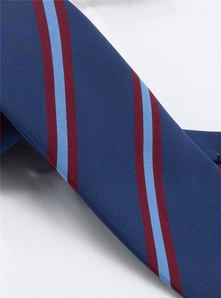 Mogador Silk Striped Tie in Denim