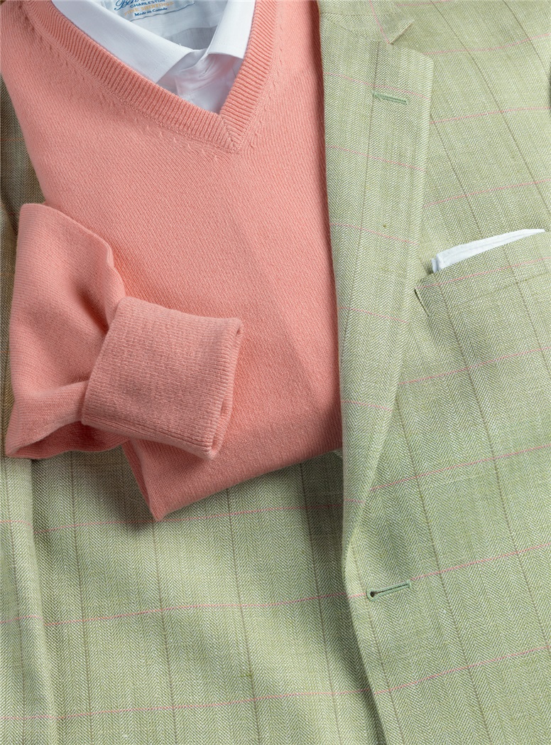 Grass Sport Coat with Azalea and Olive Windowpane