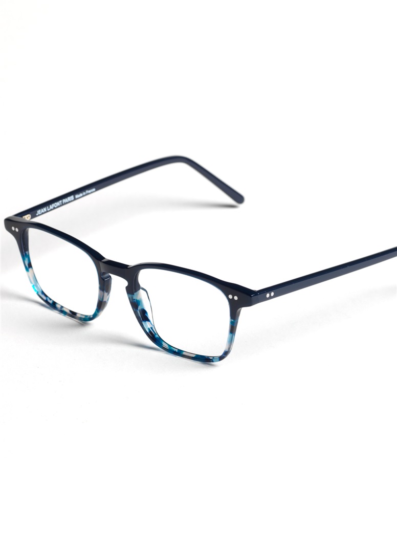 Slim Rectangular Frame in Navy with Blue Tortoise