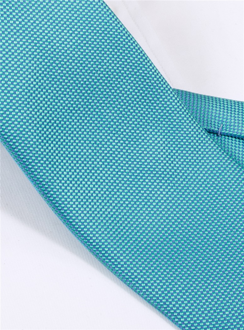 Silk Basketweave Tie in Aqua