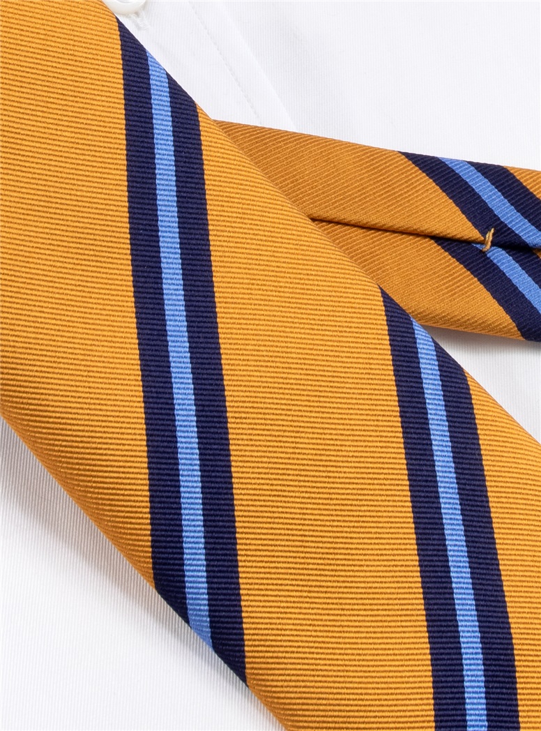 Silk Striped Tie in Marigold