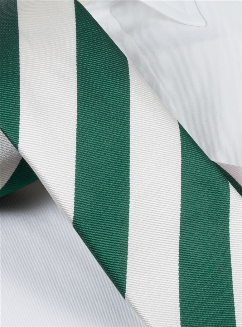 Silk Block Stripe Tie in Leaf