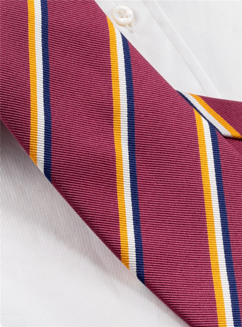 Silk Striped Tie in Plum