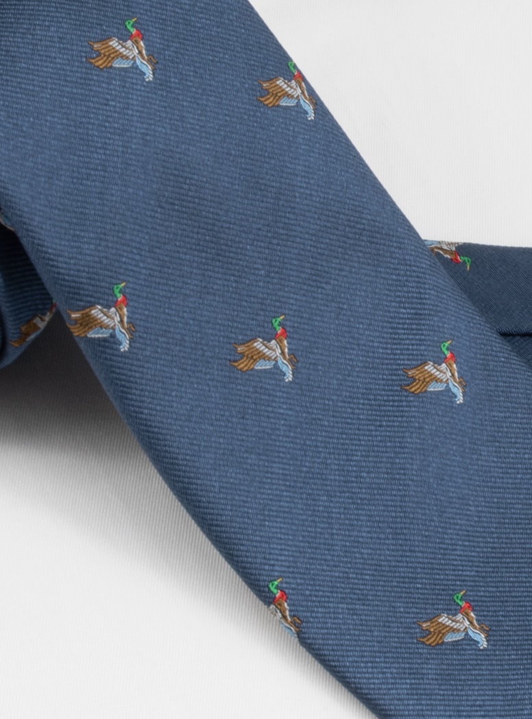 Silk Woven Duck Motif Tie in Dusty Blue