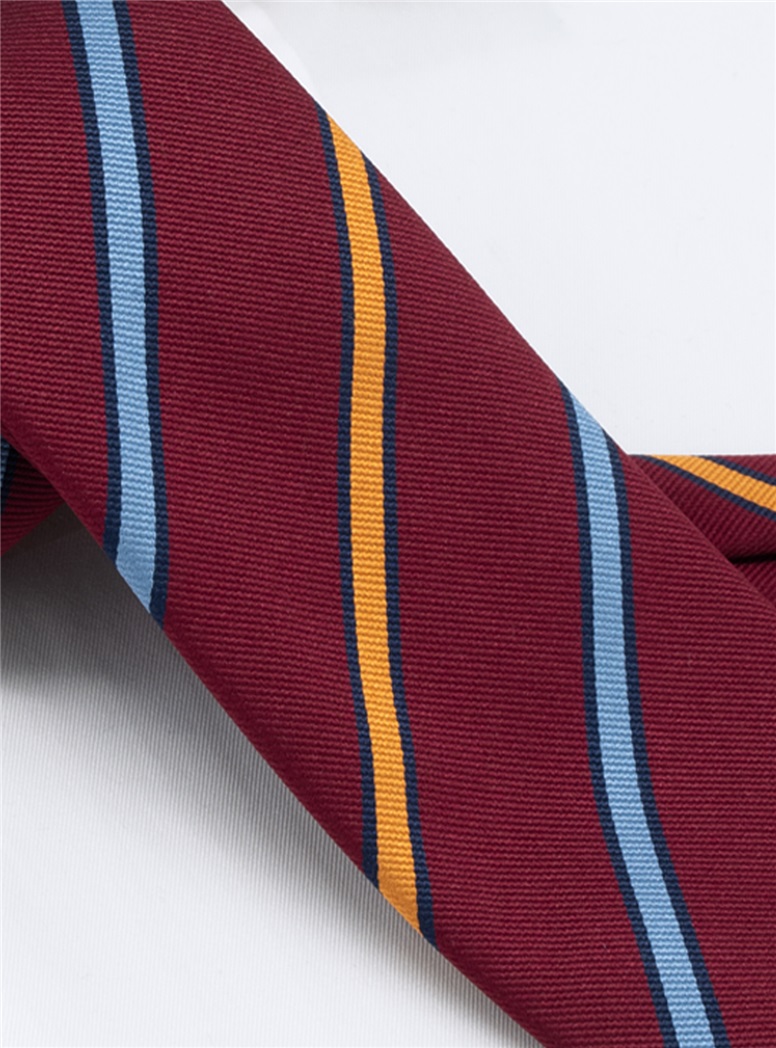 Silk Striped Tie in Garnet