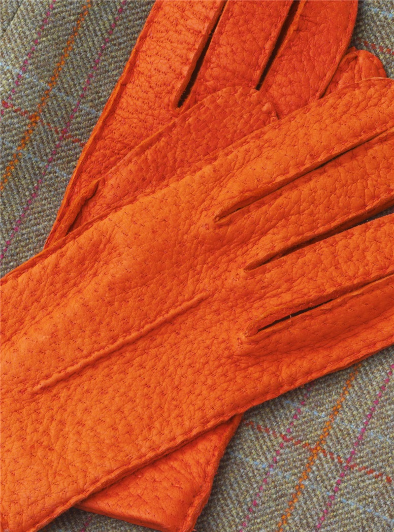 Orange Peccary Unlined Gloves