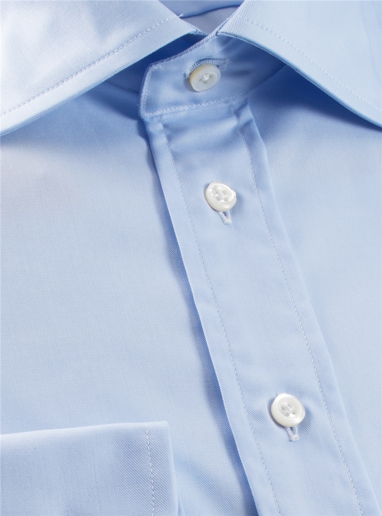 Sky Blue Twill Spread Collar Travel Shirt