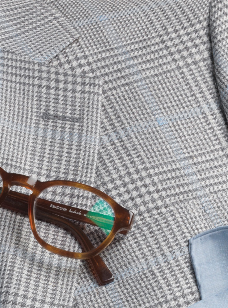 Cream and Slate Glen Plaid Sport Coat