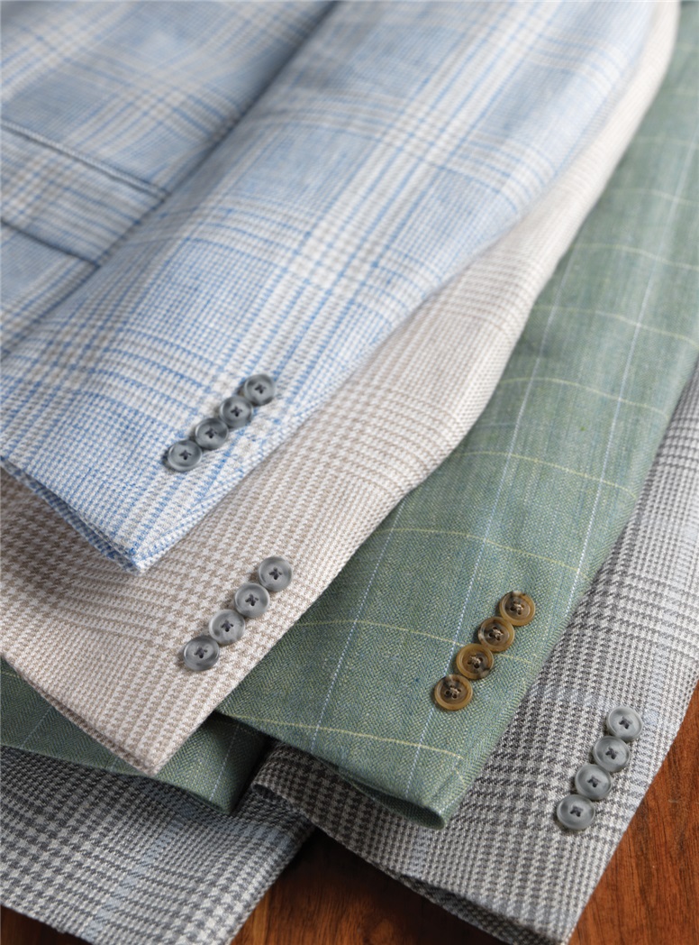 Cream and Slate Glen Plaid Sport Coat