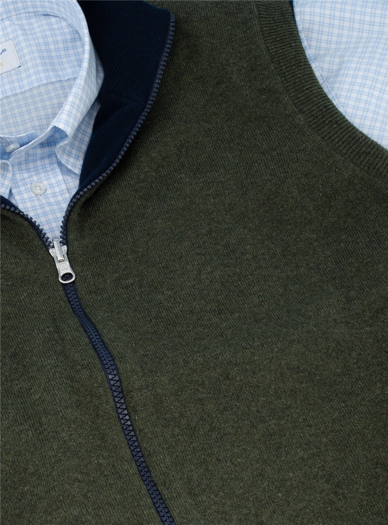 Cashmere Reversible Vest in Navy and Loden