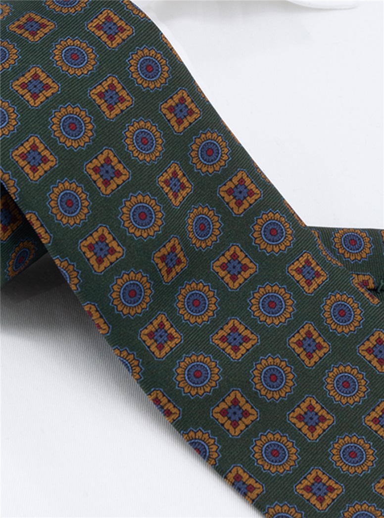 Silk Printed Madder Tie in Forest