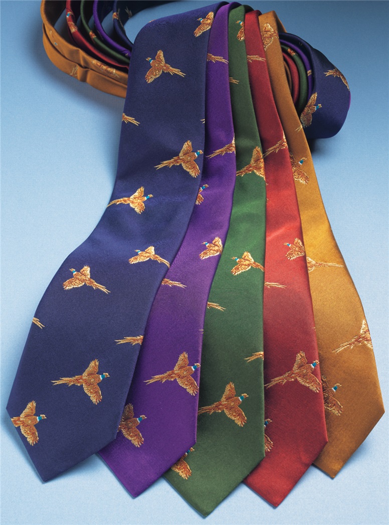 Silk Woven Pheasant in Flight Tie in Purple