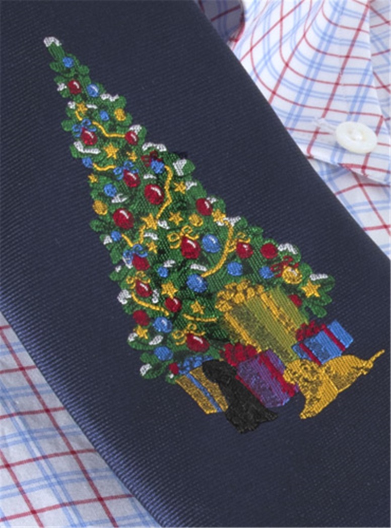 Christmas Tree Tie in Navy