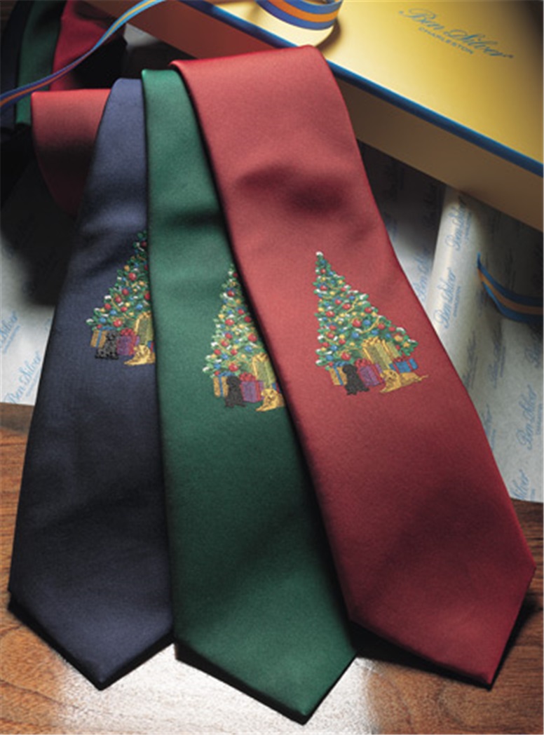Christmas Tree Tie in Navy