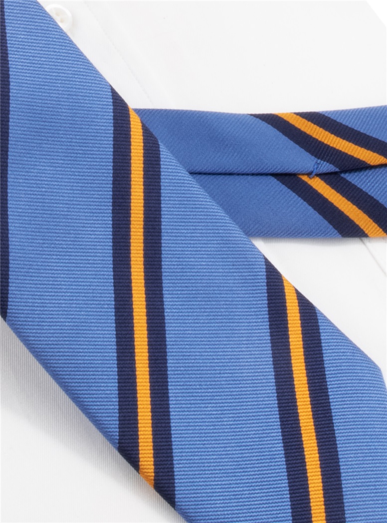 Silk Striped Tie in Cornflower