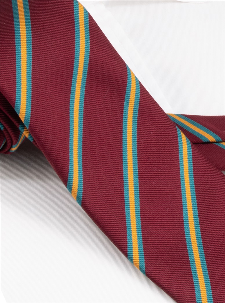Silk Striped Tie in Wine