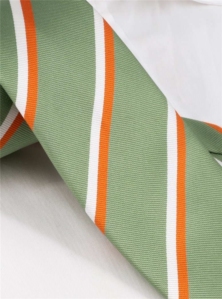 Silk Double Striped Tie in Sage