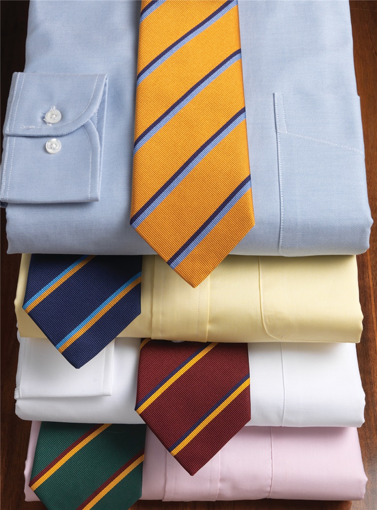 Silk Double Striped Tie in Gold