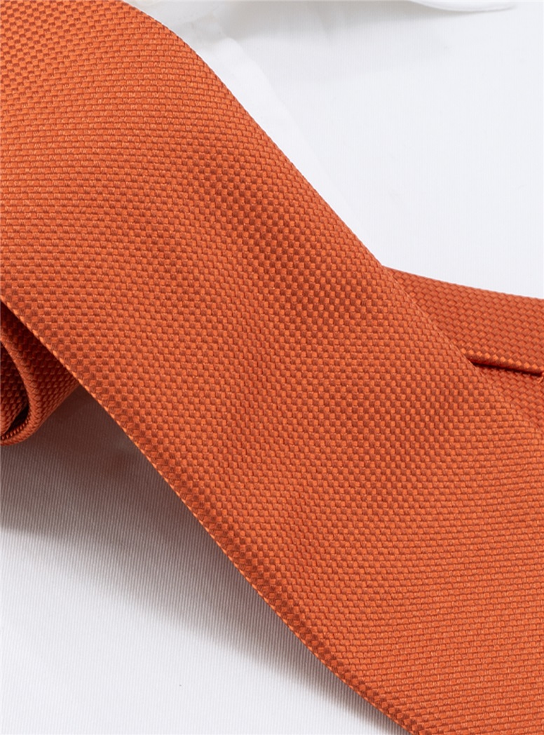 Silk Basketweave Tie in Burnt Orange