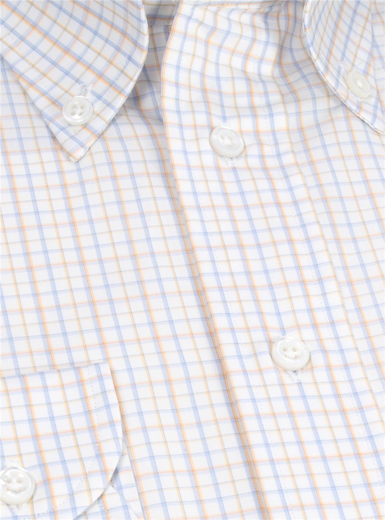 White with Yellow and Blue Plaid Buttondown