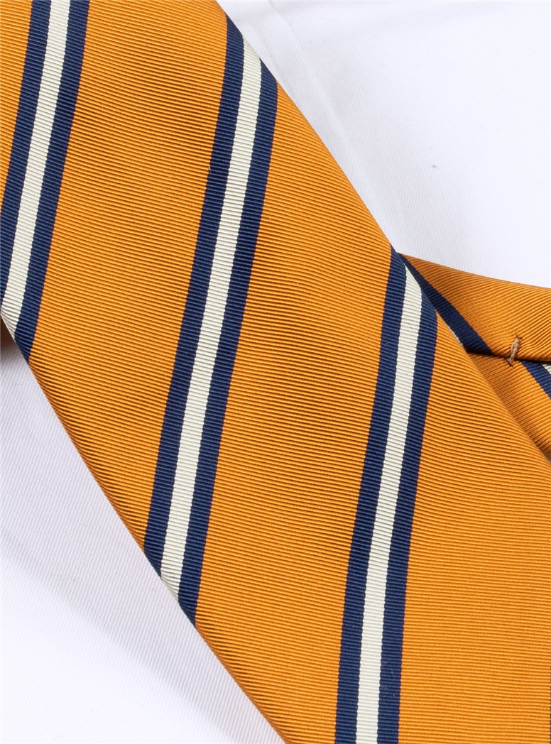 Silk Striped Tie in Marigold