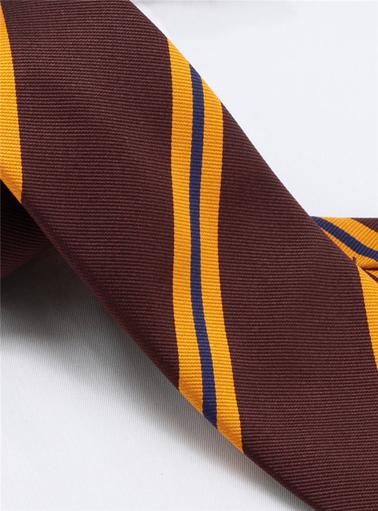 Silk Striped Tie in Mahogany