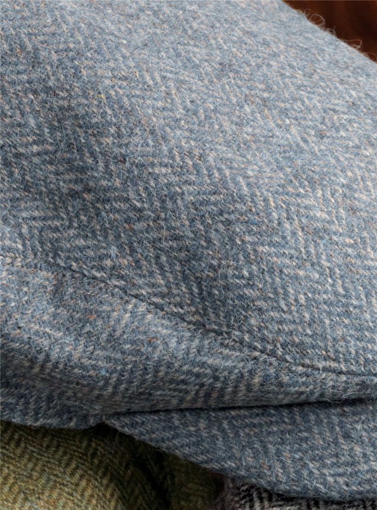 Wool Aberford Cap in Sky Blue Herringbone