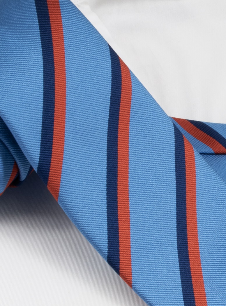 Silk Double Stripe Tie in Sky