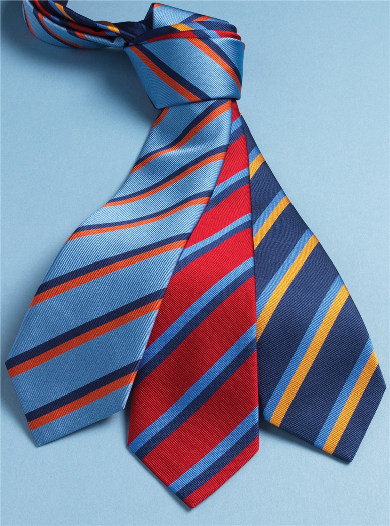 Silk Double Stripe Tie in Sky