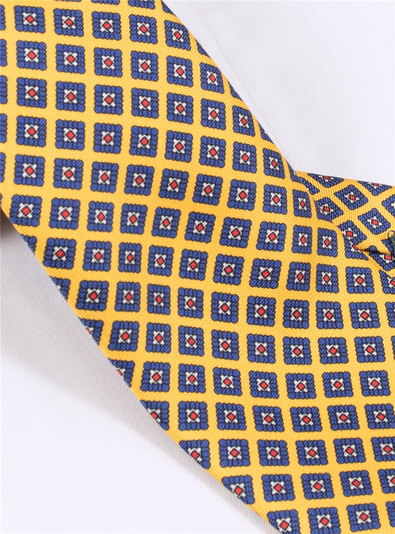 Silk Diamond Printed Tie in Sun