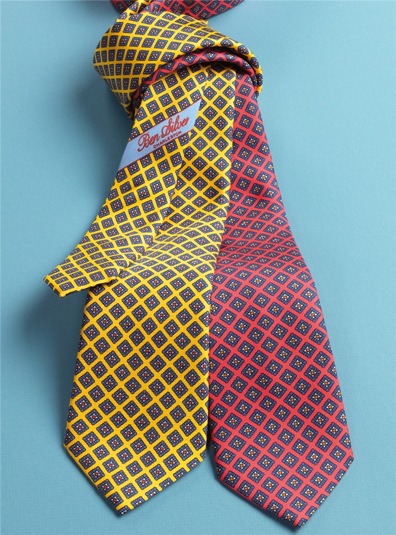 Silk Diamond Printed Tie in Sun