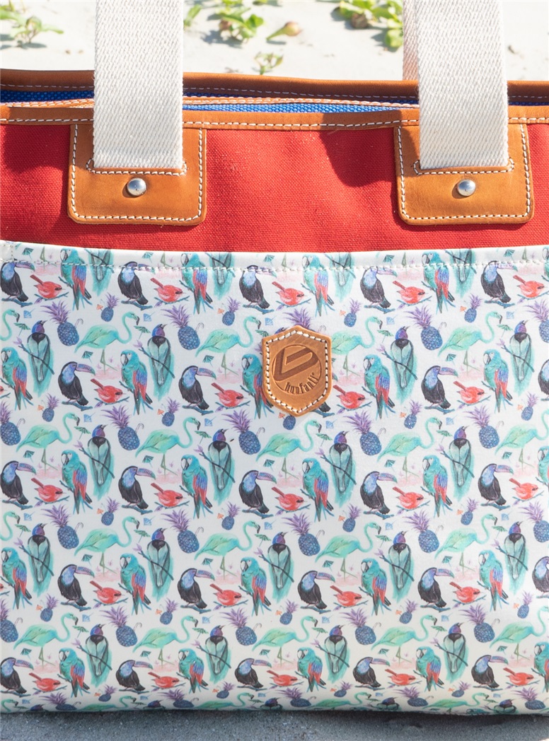 Ladies Canvas Printed Bird Tote