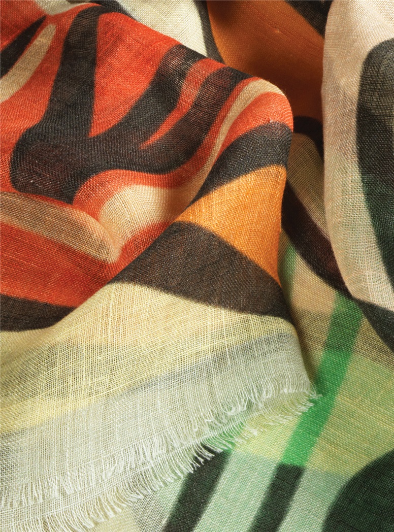 Linen Geometric Scarf in Sun