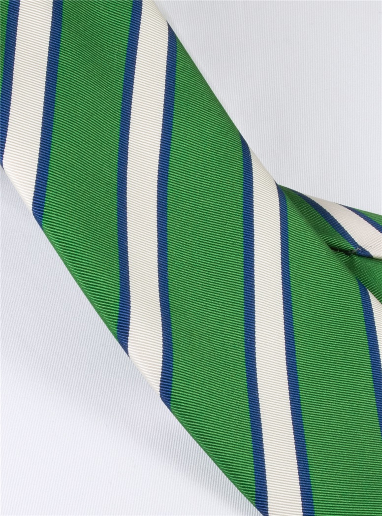 Mogador Silk Stripe Tie in Kelly