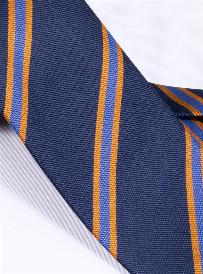 Silk Striped Tie in Navy