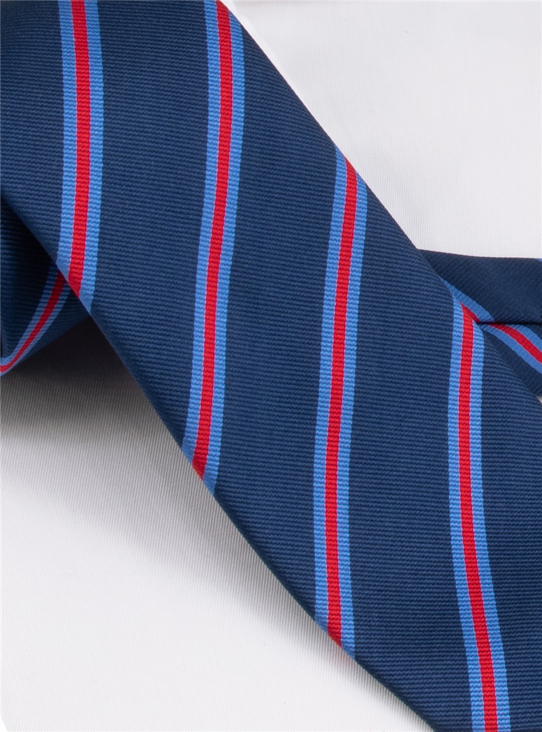 Silk Striped Tie in Navy
