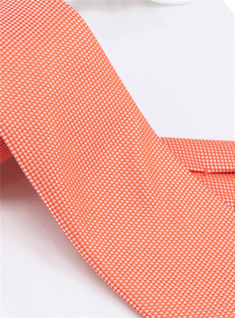 Silk Basketweave Tie in Orange