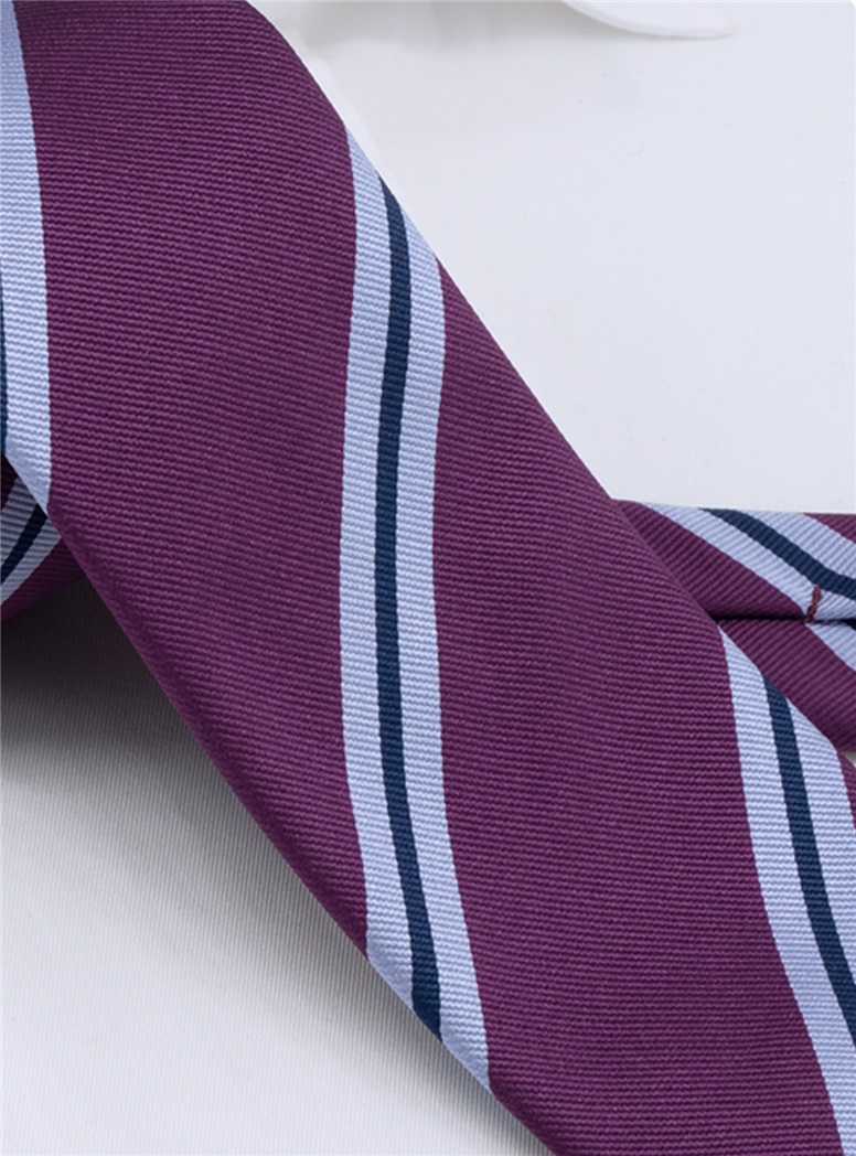 Silk Striped Tie in Royal, Purple and Sky