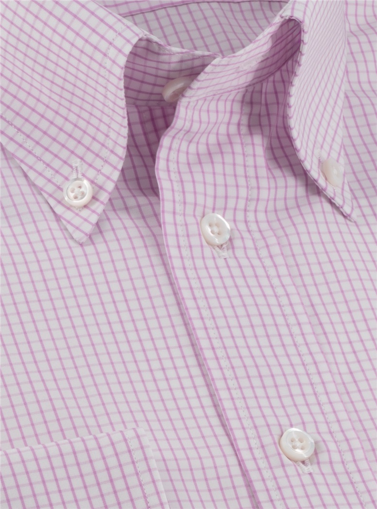 Pink and White Graph Check Button Down