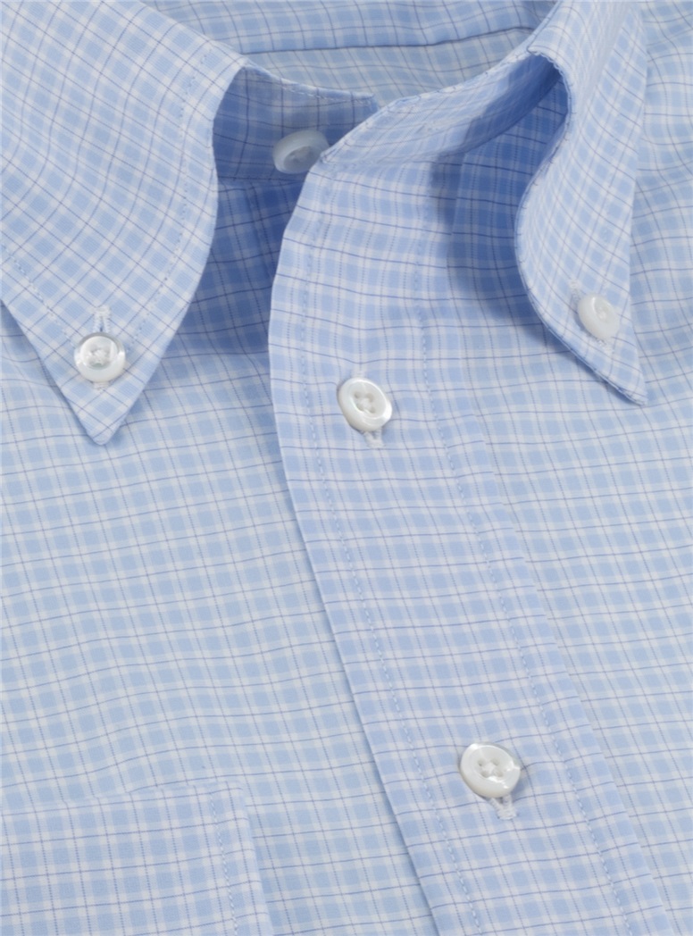 Sky and Cobalt Windowpane Button Down