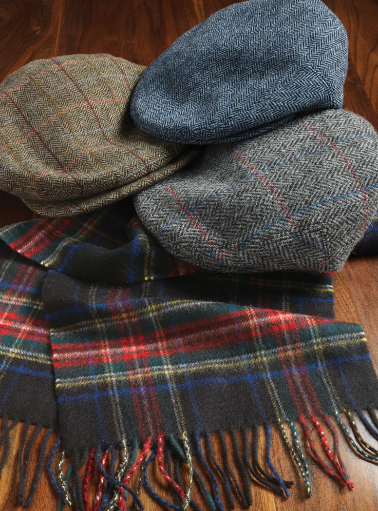 Wool Charcoal and Ecru Herringbone Motoring Cap