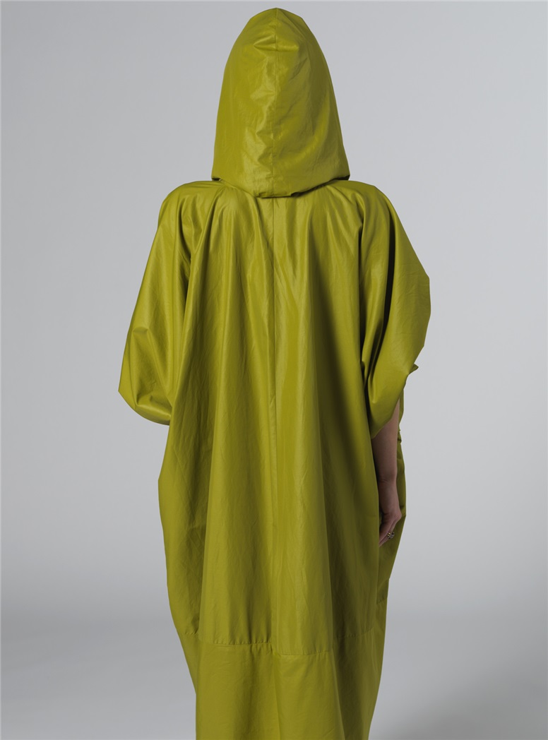 Marie Meunier Reversible Silk Raincoat in Green and Blue