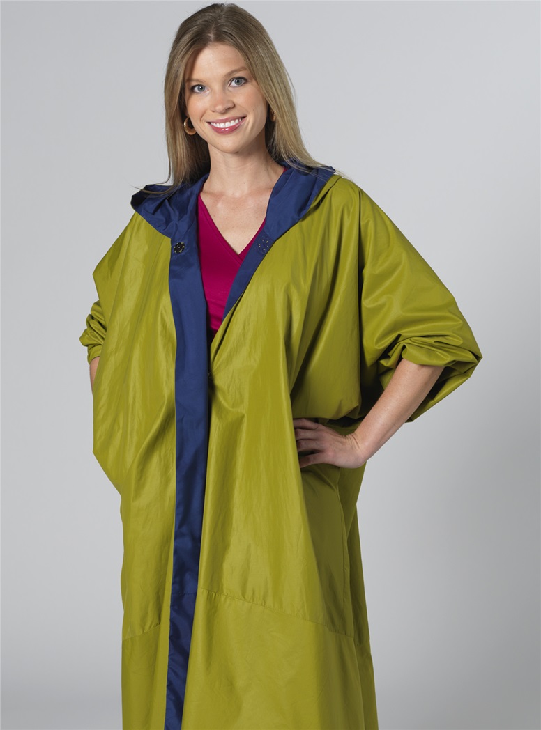 Marie Meunier Reversible Silk Raincoat in Green and Blue