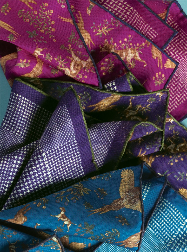 Silk Hunting Print Reversible Pocket Squares