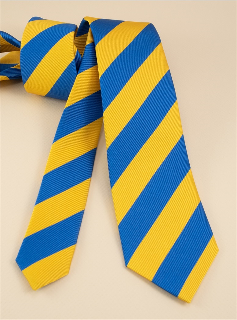 Cobalt and Sunshine Block Striped Tie