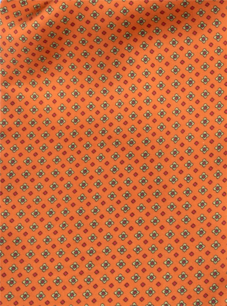 Silk Printed Neat Ascot in Pumpkin