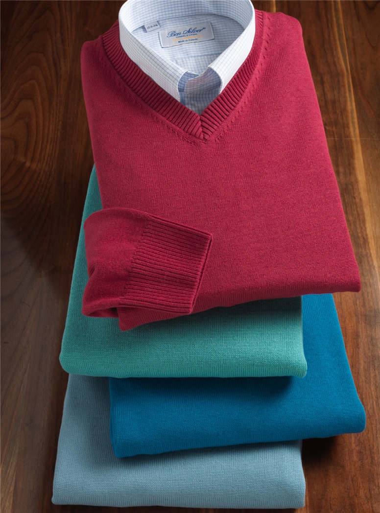 Cotton V-neck Sweaters